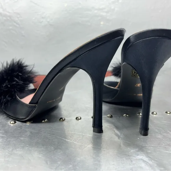 Agent Provocateur Satin Heels with Fur Pom