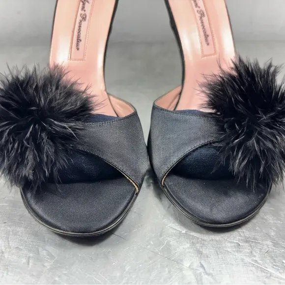 Agent Provocateur Satin Heels with Fur Pom
