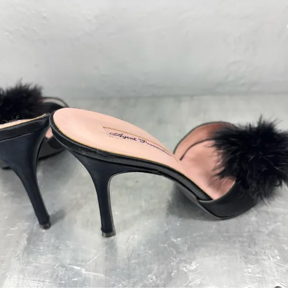Agent Provocateur Satin Heels with Fur Pom