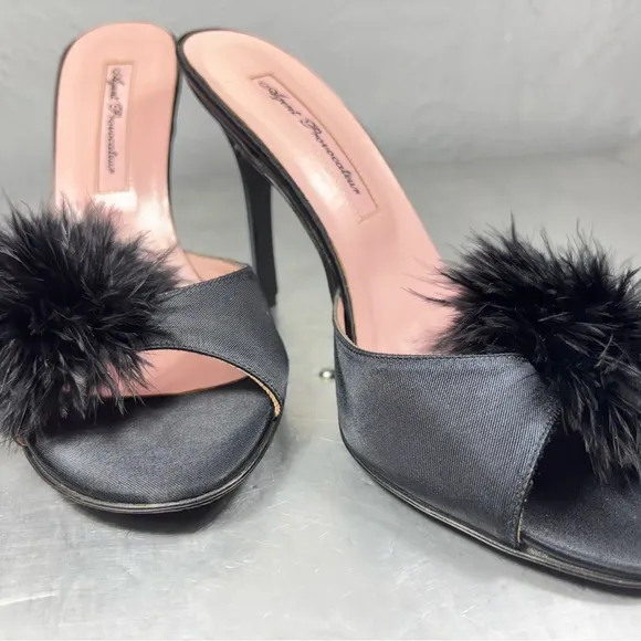 Agent Provocateur Satin Heels with Fur Pom