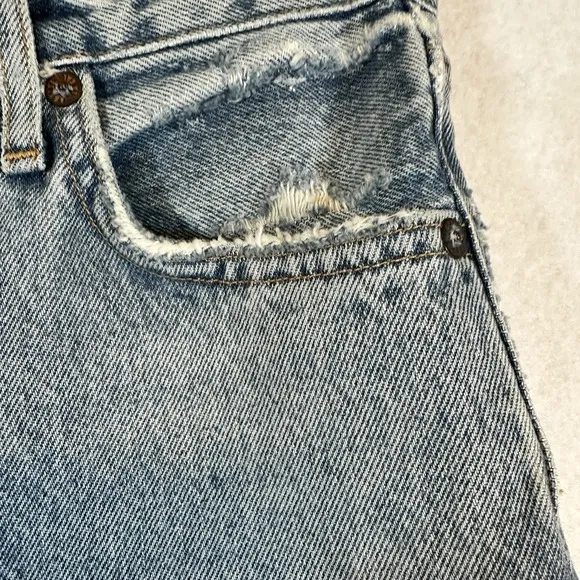AGOLDE Fen High Rise Relaxed Taper Button Fly Blue Jeans in Wander Size 24 NWT