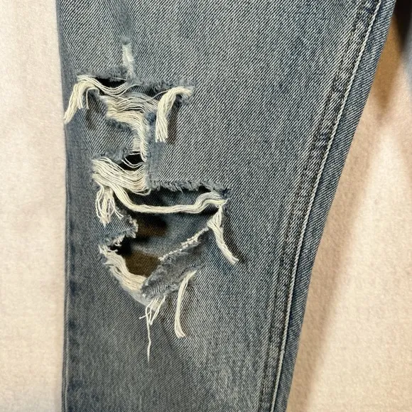 AGOLDE Fen High Rise Relaxed Taper Button Fly Blue Jeans in Wander Size 24 NWT