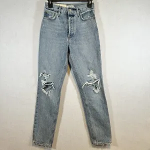 AGOLDE Fen High Rise Relaxed Taper Button Fly Blue Jeans in Wander Size 24 NWT