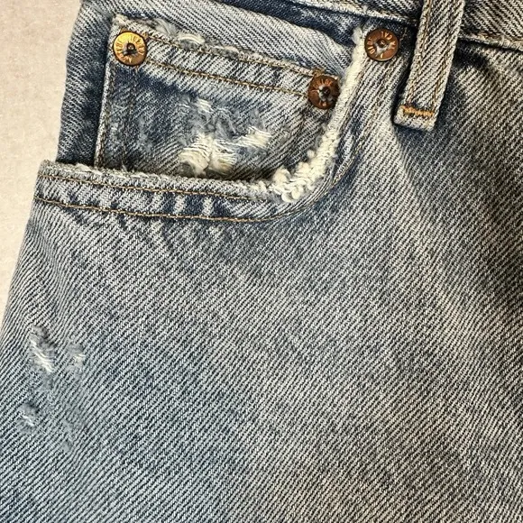 AGOLDE Fen High Rise Relaxed Taper Button Fly Blue Jeans in Wander Size 24 NWT