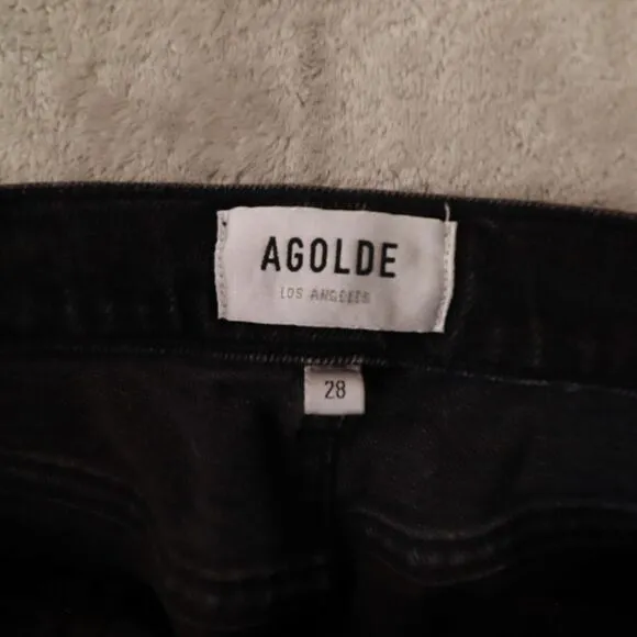 Agolde‎ Jeans Women's Black Organic Cotton Denim Straight Leg Jeans Size 28