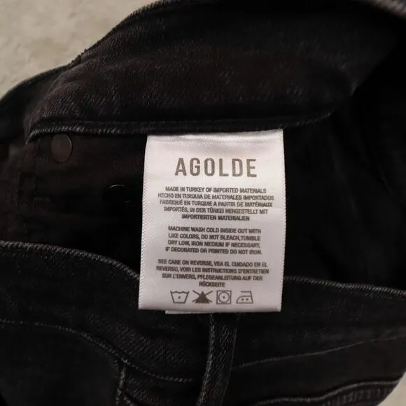 Agolde‎ Jeans Women's Black Organic Cotton Denim Straight Leg Jeans Size 28