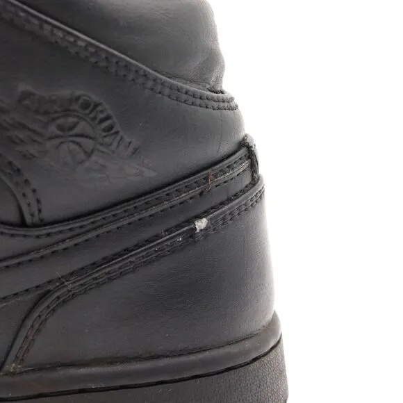 Air Jordan‎ 1 Mid Mens Size 8.5 US Triple Black Leather Sneakers Shoes