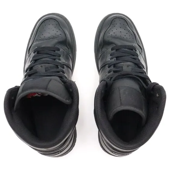 Air Jordan‎ 1 Mid Mens Size 8.5 US Triple Black Leather Sneakers Shoes