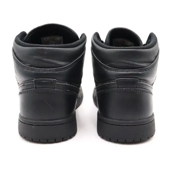 Air Jordan‎ 1 Mid Mens Size 8.5 US Triple Black Leather Sneakers Shoes