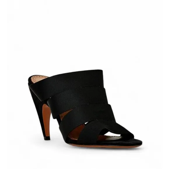 Alaia Elastic Grosgrain Cut Out  Mule Shoes in Black 39