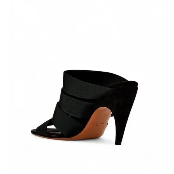 Alaia Elastic Grosgrain Cut Out  Mule Shoes in Black 39