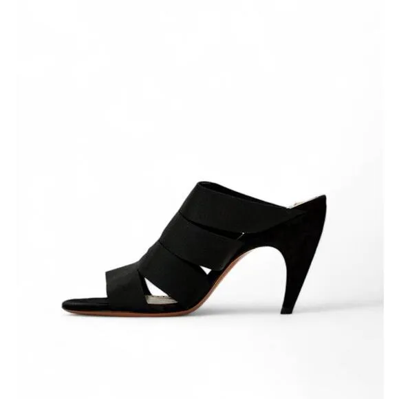 Alaia Elastic Grosgrain Cut Out  Mule Shoes in Black 39