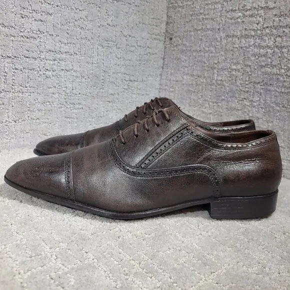 Albanese Studio Men's Size 10 US Brown Soft Leather Dress Oxfords Shoes