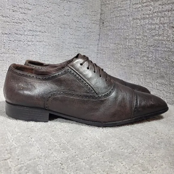 Albanese Studio Men's Size 10 US Brown Soft Leather Dress Oxfords Shoes