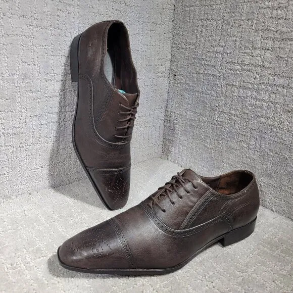 Albanese Studio Men's Size 10 US Brown Soft Leather Dress Oxfords Shoes