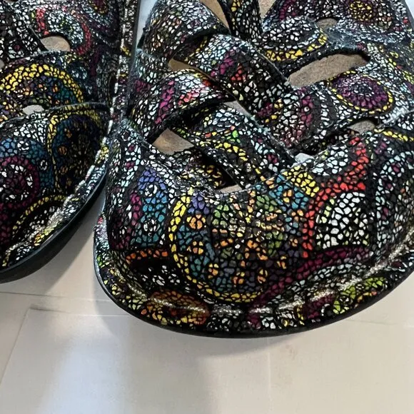 Alegria Freesia Kaleidoscope Sling Back Mules Women’s Artsy Comfort size-6.5