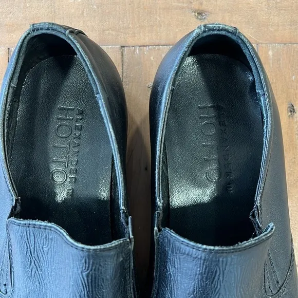 Alexander Hotto Men's Black Leather paisley etch Slip-On Shoes