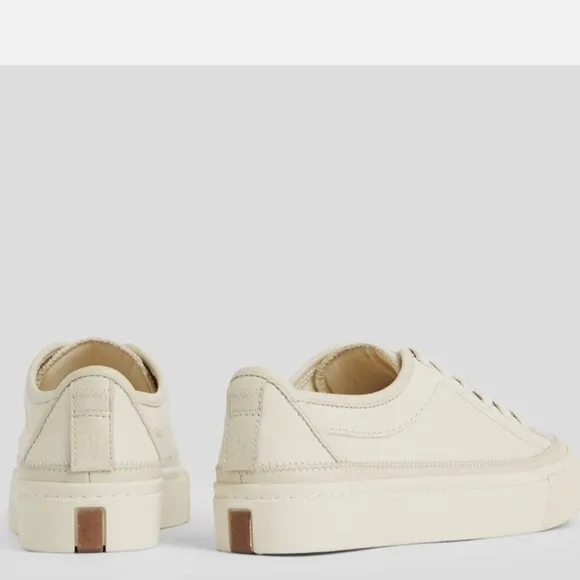 All Saints Mila Cream Leather &amp; Canvas Chunky Lace Up Flat Sneaker Size 36 US 6