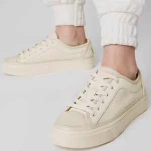 All Saints Mila Cream Leather &amp; Canvas Chunky Lace Up Flat Sneaker Size 36 US 6