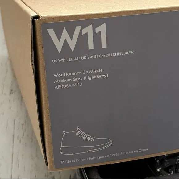 Allbirds Women’s Wool Runner-Up Shoes Mizzles Size 11 Light Grey High Top