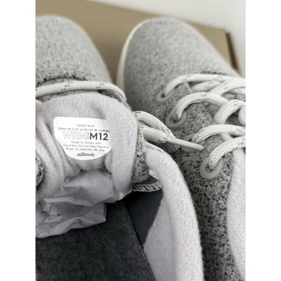 Allbirds Wool Runner Mizzle Light Grey Running Shoes Men Size 12