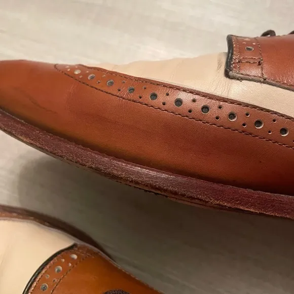 Allen Edmonds Bel Air Cream and Tan Leather shoes size 9.5