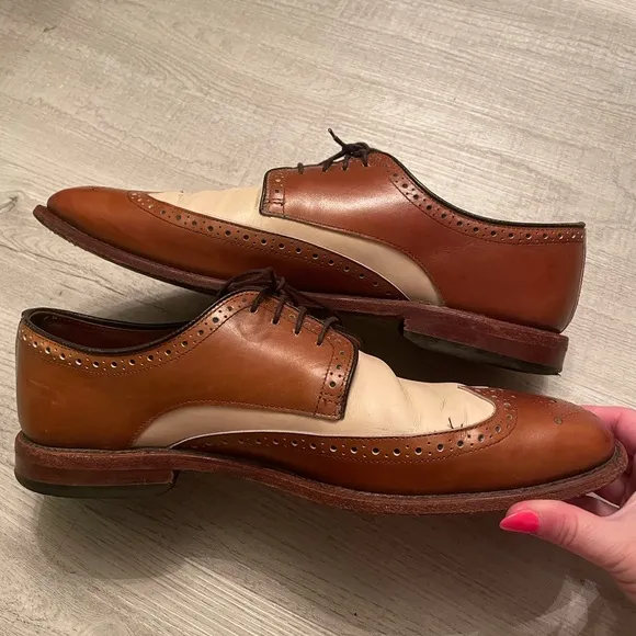 Allen Edmonds Bel Air Cream and Tan Leather shoes size 9.5
