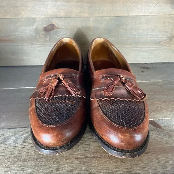 Allen Edmonds Cody Mens size 9.5 wide EEE shoes brown tasseled loafers