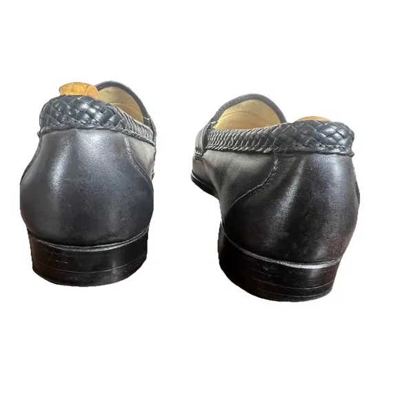 Allen Edmonds Maxfield men's black woven leather trim tassel loafer's Size  8 EE