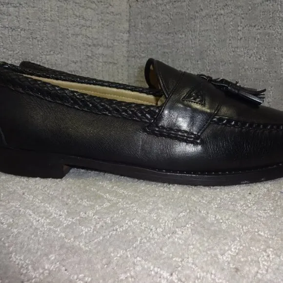 Allen Edmonds Maxfield Mens Size 11.5D Black Leather Tasseled Loafer Dress Shoes