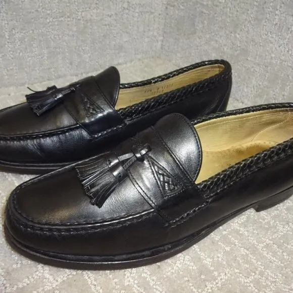 Allen Edmonds Maxfield Mens Size 11.5D Black Leather Tasseled Loafer Dress Shoes