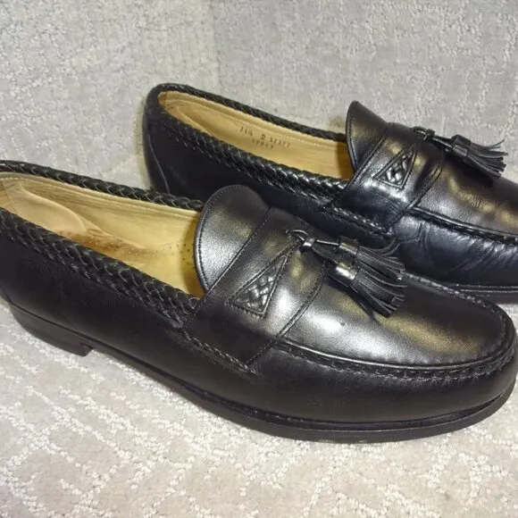 Allen Edmonds Maxfield Mens Size 11.5D Black Leather Tasseled Loafer Dress Shoes