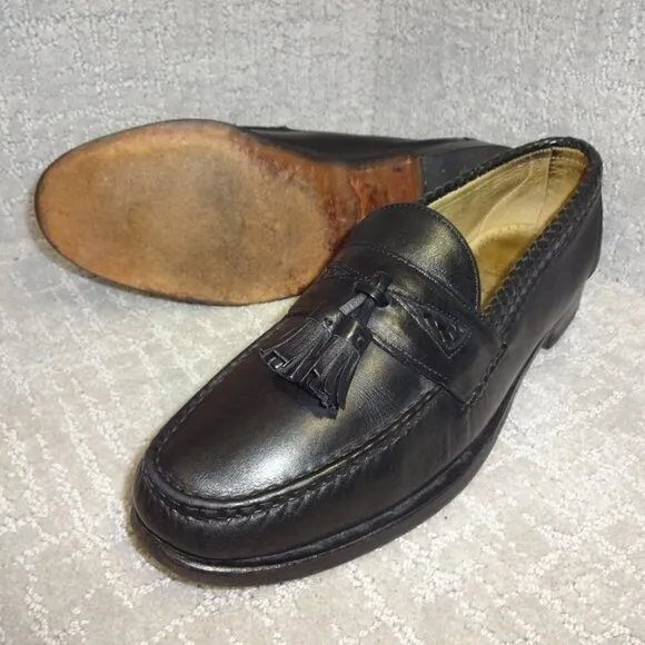 Allen Edmonds Maxfield Mens Size 11.5D Black Leather Tasseled Loafer Dress Shoes