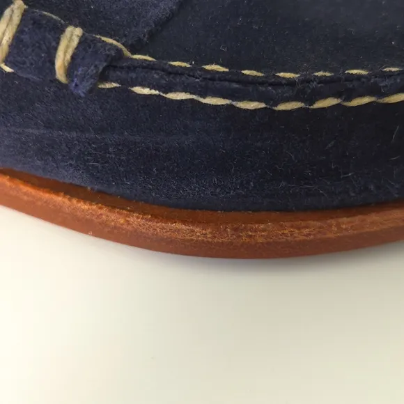 Allen Edmonds Navy Blue Suede Sea Island Penny Loafers Shoes- Men's