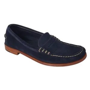 Allen Edmonds Navy Blue Suede Sea Island Penny Loafers Shoes- Men's