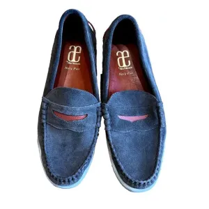 Allen Edmonds Navy Pier‎ Green Orange Suede Loafers Shoes Mens Size 9 Rare