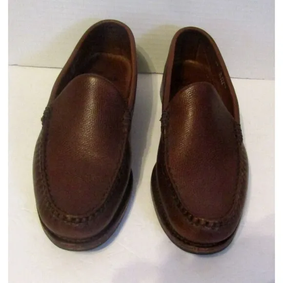 Allen Edmonds Sanibel Loafers Brown Pebbled Leather Dress Shoes Mens Size 10