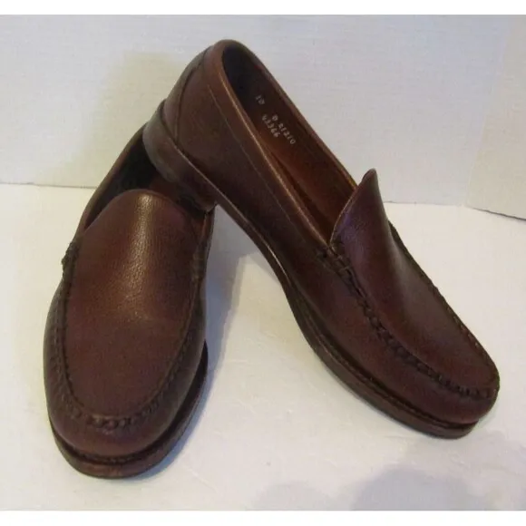 Allen Edmonds Sanibel Loafers Brown Pebbled Leather Dress Shoes Mens Size 10