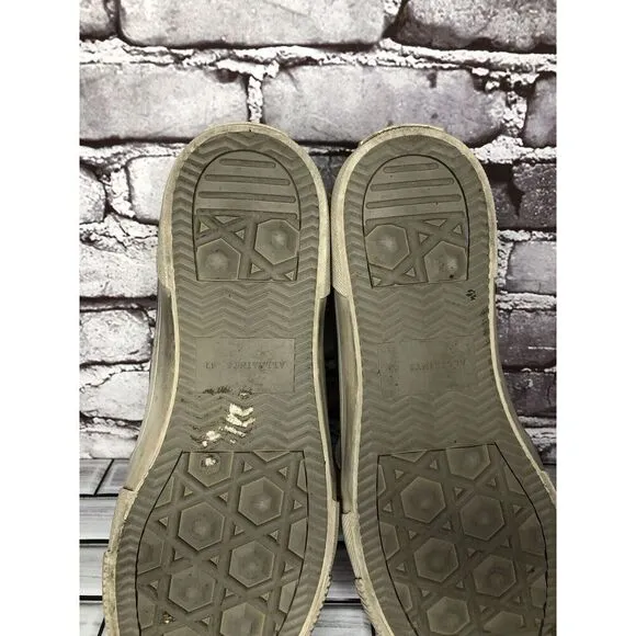 Allsaints Rigg Gray Denim Canvas Hi-Top Sneakers Lace Up Shoes Men Sz 42EU/9M US
