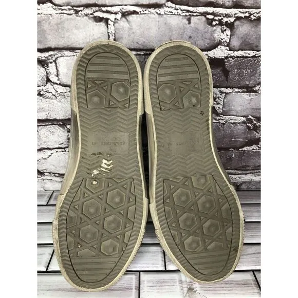 Allsaints Rigg Gray Denim Canvas Hi-Top Sneakers Lace Up Shoes Men Sz 42EU/9M US