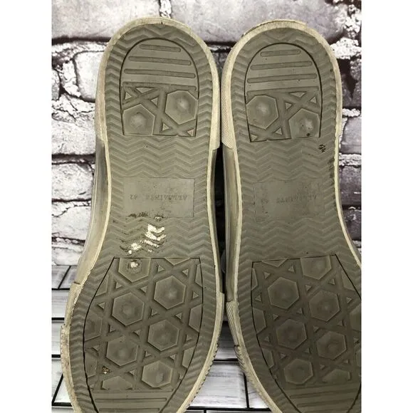Allsaints Rigg Gray Denim Canvas Hi-Top Sneakers Lace Up Shoes Men Sz 42EU/9M US