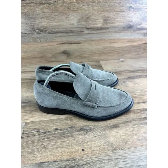Alumnae Women's 6.5 37.5 Suede Olive Green Loafers Shoes Made In Italy