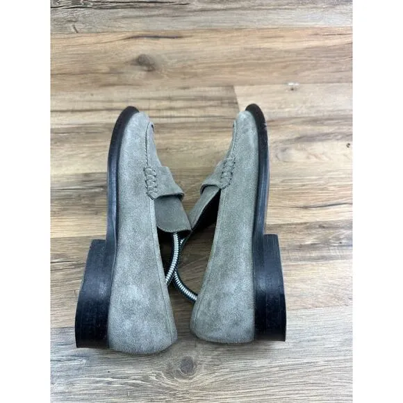 Alumnae Women's 6.5 37.5 Suede Olive Green Loafers Shoes Made In Italy
