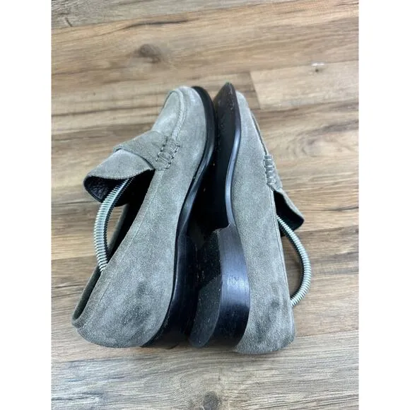 Alumnae Women's 6.5 37.5 Suede Olive Green Loafers Shoes Made In Italy