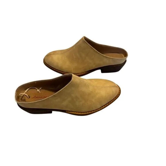 American Rag Women's Beige Mule Clogs Vegan Slip-On Block Heel Casual
