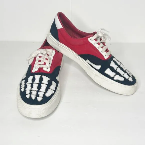 AMIRI Skel Toe Lace Up Low Top Sneakers Fashion Shoes Black Red Mens Size EU 44