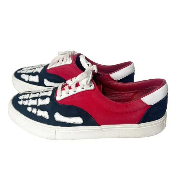 AMIRI Skel Toe Lace Up Low Top Sneakers Fashion Shoes Black Red Mens Size EU 44