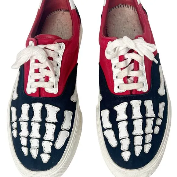 AMIRI Skel Toe Lace Up Low Top Sneakers Fashion Shoes Black Red Mens Size EU 44