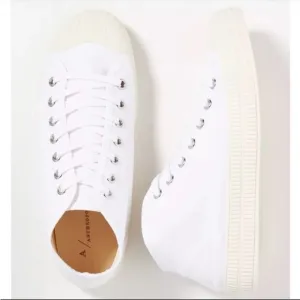 ANTHROPOLOGIE Platform Tennis Sneaker High Top Lace Up Canvas Shoes White 37 NWT