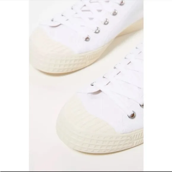 ANTHROPOLOGIE Platform Tennis Sneaker High Top Lace Up Canvas Shoes White 37 NWT